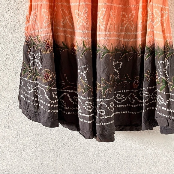 Max Studio Boho Embroidered Sequin Floral Vine Aline Skirt Women Size 4 - Picture 7 of 14